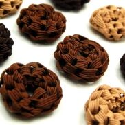 GUMKI DO WŁOSÓW OPONKI BRĄZOWE / BEŻOWE MAŁE 30 SZTUK (8220 SA) - 3