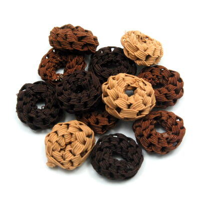 GUMKI DO WŁOSÓW OPONKI BRĄZOWE / BEŻOWE MAŁE 30 SZTUK (8220 SA)