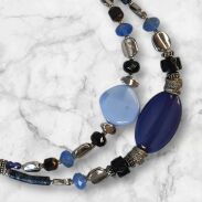 NASZYJNIK CANTO DWURZĘDOWY ELEGANCKI GRANATOWY 42,5 CM(CANTO-N-9) - 2