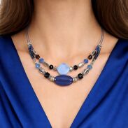 NASZYJNIK CANTO DWURZĘDOWY ELEGANCKI GRANATOWY 42,5 CM(CANTO-N-9) - 4