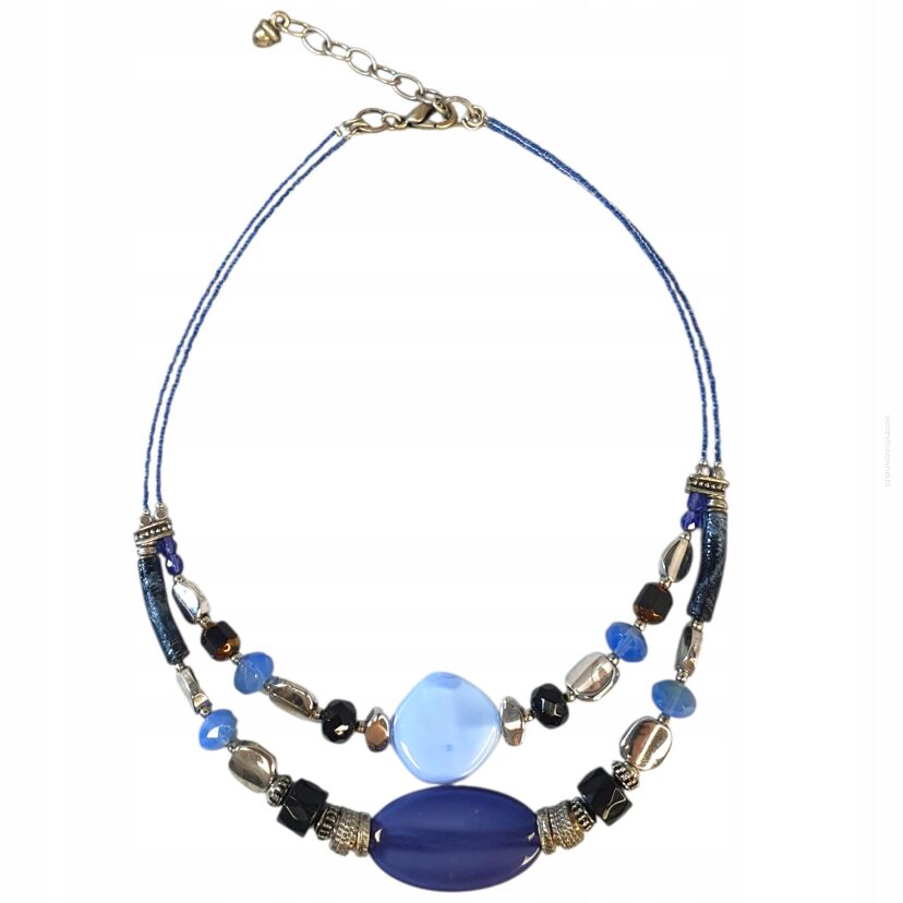 NASZYJNIK CANTO DWURZĘDOWY ELEGANCKI GRANATOWY 42,5 CM(CANTO-N-9)