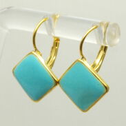 KOLCZYKI WISZĄCE EMALIOWANE NIEBIESKIE ROMBY                                        (7562-3 SAM) - 3