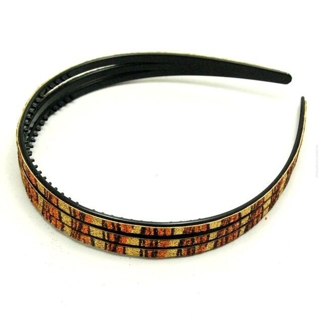 OPASKI DO WŁOSÓW OZDOBNE POTRÓJNE 6 SZTUK ZŁOTO - BRĄZOWE (0176-39 SA)