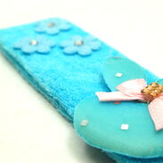 OPASKA NA GŁOWĘ DZIECIĘCE Z FROTY NIEBIESKA MIŚ I KWIATKI 0176-56 - 3