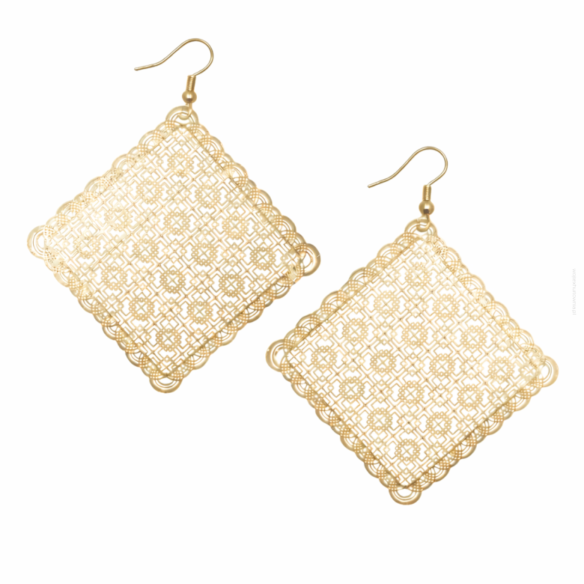 KOLCZYKI WISZĄCE METALOWE BLASZKI ROMBY                                         (9652 SAM)