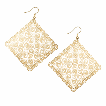 KOLCZYKI WISZĄCE METALOWE BLASZKI ROMBY                                         (9652 SAM)