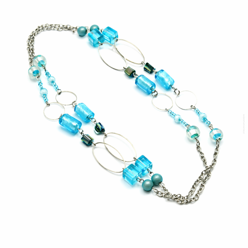 NASZYJNIK / WISIOREK NIEROZPINANY DŁUGI NIEBIESKI (0665-95 SAH)