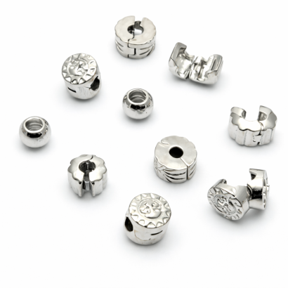 KORALIKI DO BRANSOLETKI KSZTAŁTY SREBRNE RÓŻNE WZORY (10 SZT) 2802