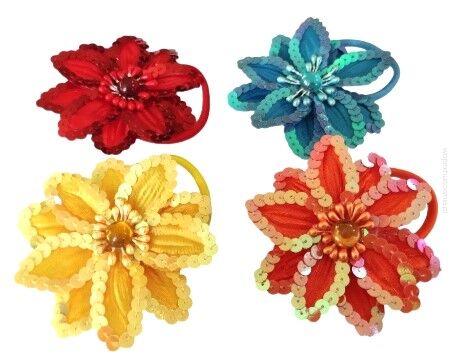 BROSZKA / GUMKA DO WŁOSÓW KWIAT Z CEKINAMI  4 SZT. (2-4812 ASM)