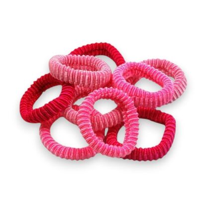 GUMKI DO WŁOSÓW FROTKI "PRĄŻKI" MIX RÓŻOWY 50 SZTUK (9188 SA)