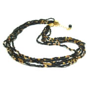 NASZYJNIK / WISIOREK CZARNY Z KORALIKAMI                           (0643-557 SAH) - 2