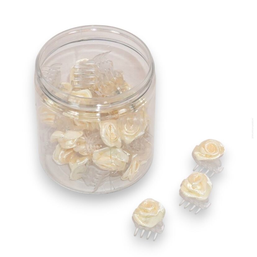 ŻABKI / SZCZĘKI RÓŻYCZKI ECRU 30 SZTUK                                 (0036/C/30)