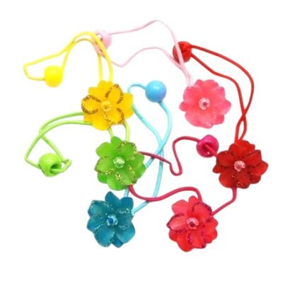 GUMKI DO WŁOSÓW DZIECIĘCE KWIATKI MIX KOLORÓW 12 SZTUK (0347 SA)