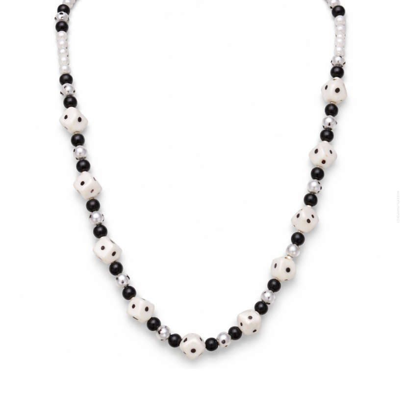 NASZYJNIK / KORALE KOSTKI DO GRY VEGAS BIAŁO - CZARNE PLASTIKOWE 0665-53