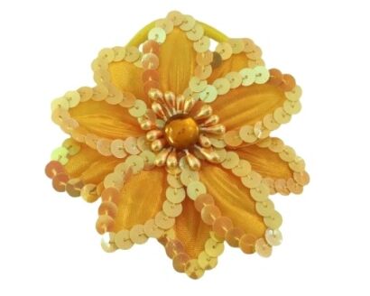 BROSZKA / GUMKA DO WŁOSÓW KWIAT ZÓŁTY Z CEKINAMI (2-4812/4 ASM)