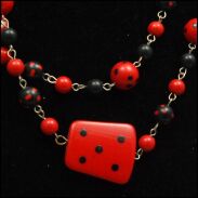 NASZYJNIK KORALE CZERWONO - CZARNE PLASTIKOWE FOLK 0624-88 - 3