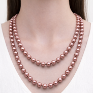 KORALE KLASYCZNE PEREŁKI DŁUGIE JASNY BRĄZ 