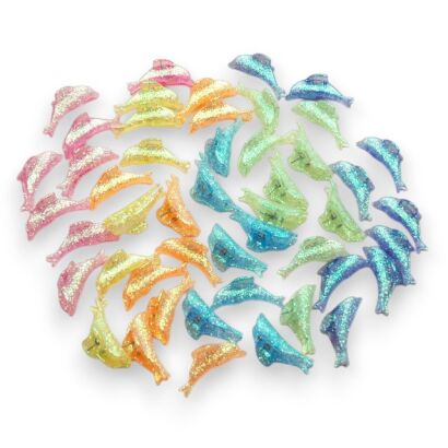 SZCZĘKI / KRABIKI BROKATOWE DELFINKI 60 SZTUK                                               (9908 SA)