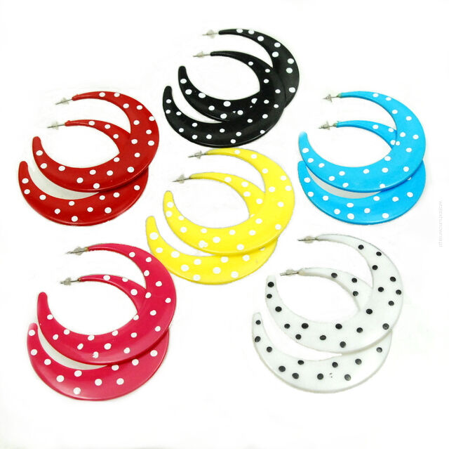 KOLCZYKI KOŁA KOLOROWE W KROPKI 6 PAR                                                                             0608-555