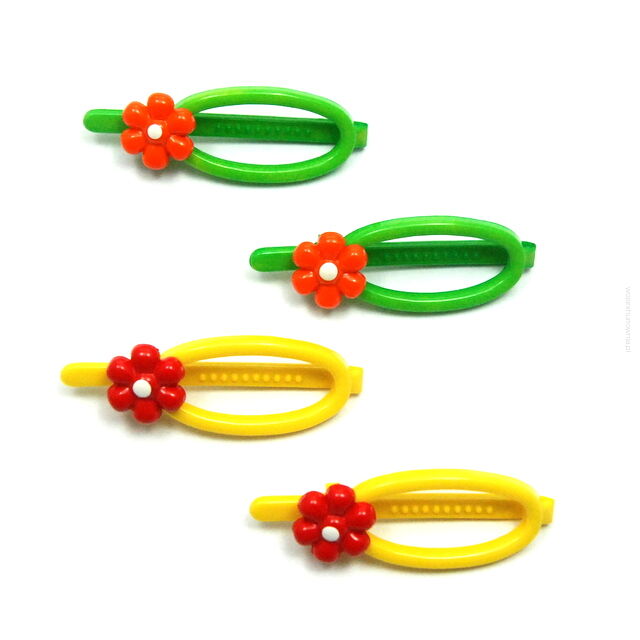 SPINKI DO WŁOSÓW DZIĘCIECE KOLOROWE Z KWIATKIEM 4 SZTUKI (0226-513 SA)