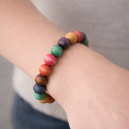 BRANSOLETKA Z KORALIKAMI DREWNIANA KOLOROWA  0617-10 - 2