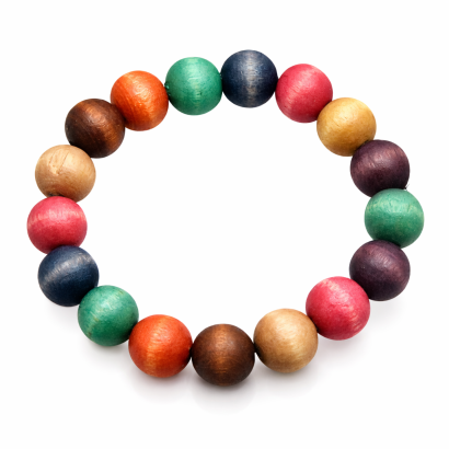 BRANSOLETKA Z KORALIKAMI DREWNIANA KOLOROWA  0617-10