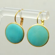 KOLCZYKI WISZĄCE EMALIOWANE NIEBIESKIE OKRĄGŁE (1658-3 SAM) - 2