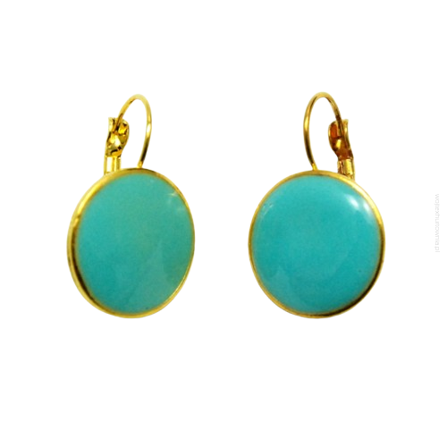 KOLCZYKI WISZĄCE EMALIOWANE NIEBIESKIE OKRĄGŁE (1658-3 SAM)