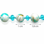 KOMPLET / SET BIŻUTERII KORALE + KOLCZYKI TURKUSOWY 0644-14 - 3