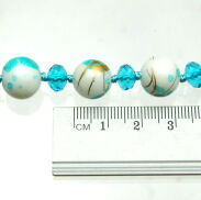 KOMPLET / SET BIŻUTERII KORALE + KOLCZYKI TURKUSOWY 0644-14 - 3