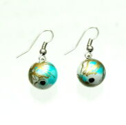 KOMPLET / SET BIŻUTERII KORALE + KOLCZYKI TURKUSOWY 0644-14 - 2