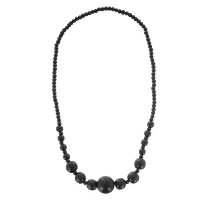 KOMPLET BIŻUTERII DREWNIANY CZARNY KORALE + KOLCZYKI                                                                                 (0642-1000 SA)