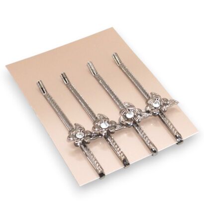 WSUWKI DO WŁOSÓW OZDOBNE SREBRNE KOMPLET 4 SZTUKI                           (5992-16 SA)