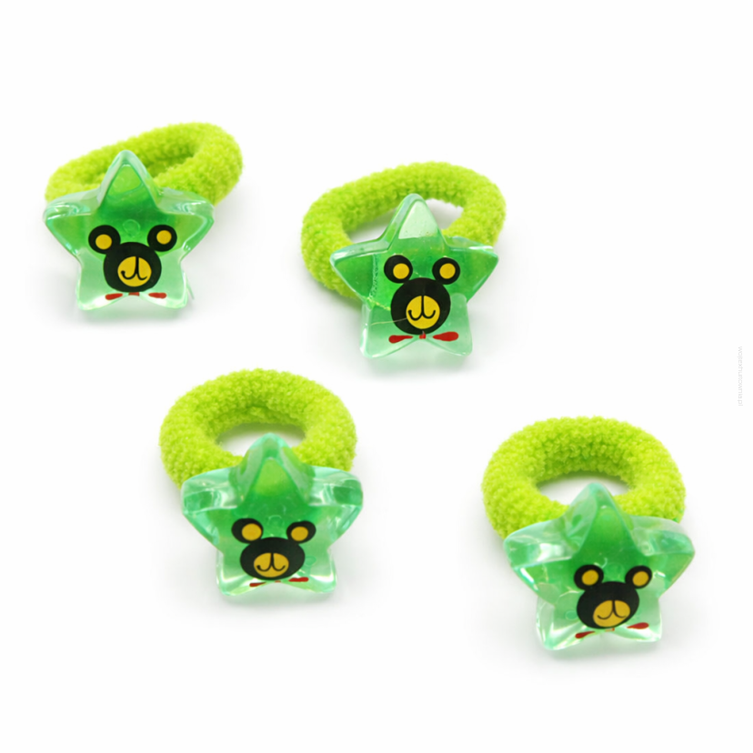 GUMKI DO WŁOSÓW DZIECIĘCE ZIELONE GWIAZDKI 4 SZTUKI (0194-22 SAMH)