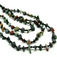 NASZYJNIK/ KORALE TRZYRZĘDOWE ZIELONO -CZARNE BOHO / ETNIC 0607-508 - 3