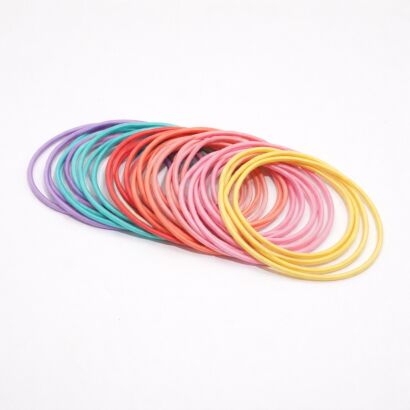 GUMKI DO WŁOSÓW CIENKIE KOLOROWE BEZ BLASZKI 50 SZTUK      (R3/L/50)