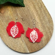 KOLCZYKI Z MATERIAŁU WISZĄCE KWIATY                                                                        (0611-27 SAH) - 2