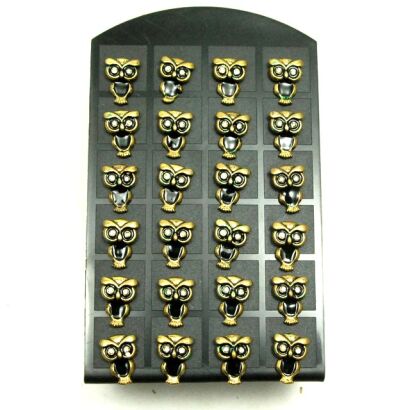 KOLCZYKI  NA PALETCE-SOWY (12 PAR) Y2K ZŁOTE VINTAGE 0608-256