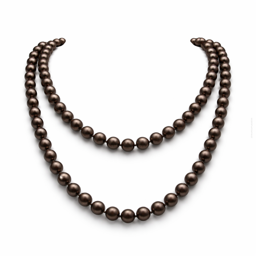 KORALE KLASYCZNE DŁUGIE PEREŁKI BRĄZOWE 