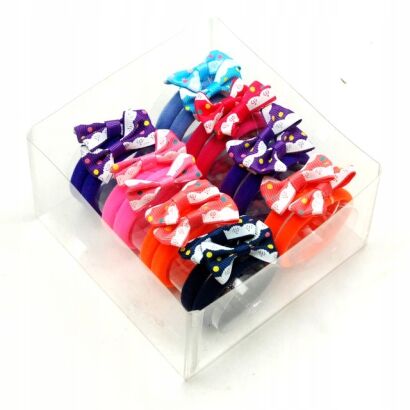 GUMKI DO WŁOSÓW DZIECIĘCE KOKARDKI MIX KOLORÓW 16 SZTUK (1511-024/2 SA)