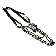 WISIOR / NASZYJNIK CZARNY Z PEREŁKAMI                                                            0676-524 h - 2