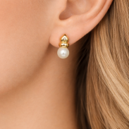 KOLCZYKI MAŁE Z PEREŁKĄ  I CYRKONIĄ                                                                            (1077 SA) - 2