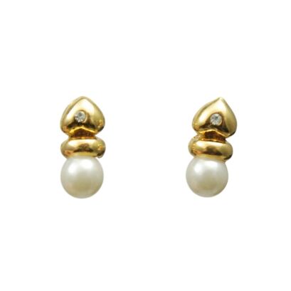 KOLCZYKI MAŁE Z PEREŁKĄ  I CYRKONIĄ                                                                            (1077 SA)