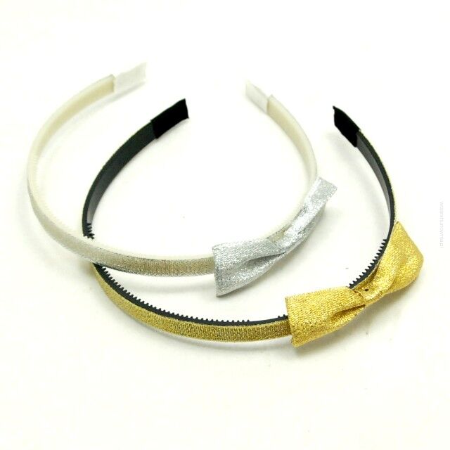 OPASKI DO WŁOSÓW KOKARDKI SREBRNE I ZŁOTE OZDOBNE 6 SZTUK (4671 SA)