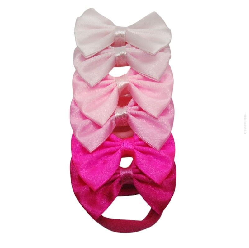 GUMKI DO WŁOSÓW KOKARDKI RÓŻOWE 6 SZTUK                                                                            (0289-05)