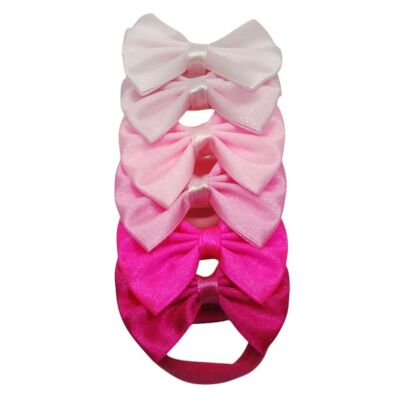 GUMKI DO WŁOSÓW KOKARDKI RÓŻOWE 6 SZTUK                                                                            (0289-05)