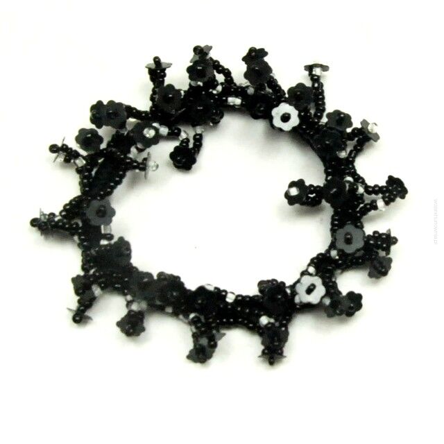 GUMKA DO WŁOSÓW OZDOBNA CZARNA Z KORALIKAMI / KRYSZTAŁKAMI 6 sztuk 0187-63