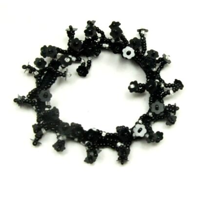 GUMKA DO WŁOSÓW OZDOBNA CZARNA Z KORALIKAMI / KRYSZTAŁKAMI 6 sztuk 0187-63