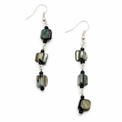 KOLCZYKI WISZĄCE BOHO ETNO CIEMNE SZARE (0608-245 SH)