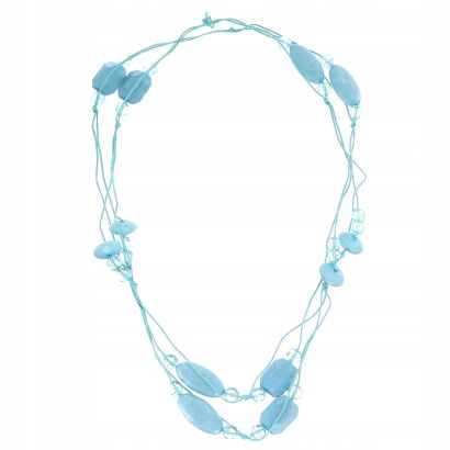 NASZYJNIK DŁUGI NA SZNURECZKU Z KORALIKAMI NIEBIESKI                              0614-1005
